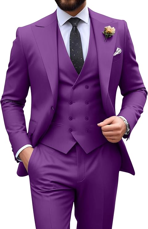 Męski garnitur slim fit 3-częściowy | Formalne wesele