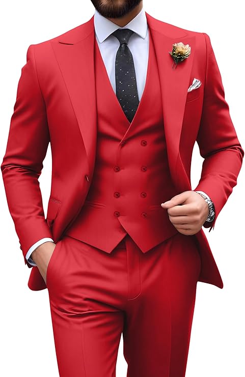 Męski garnitur slim fit 3-częściowy | Formalne wesele