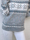Sweter Damski z Płatkami Śniegu | Okrągły Dekolt