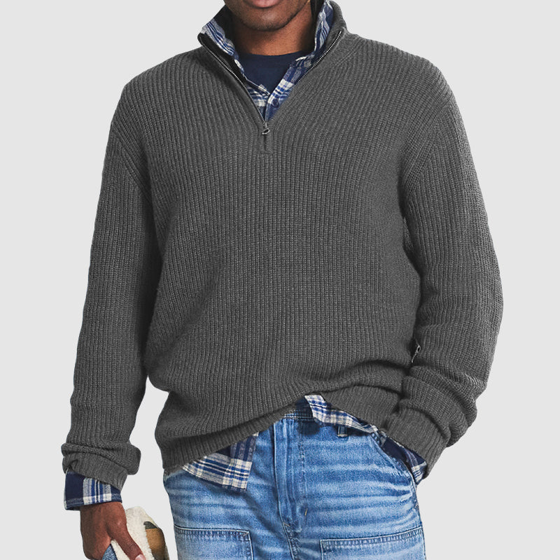 Męski Sweter z Ćwierć Zamkiem | Casual Pullover