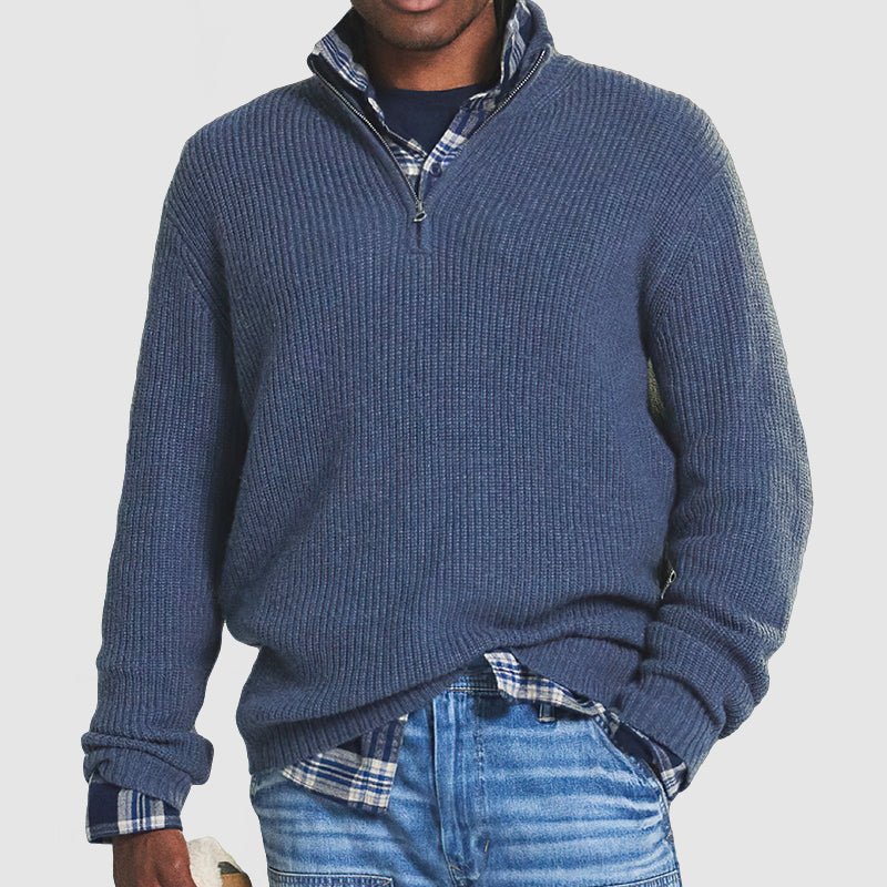 Męski Sweter z Ćwierć Zamkiem | Casual Pullover