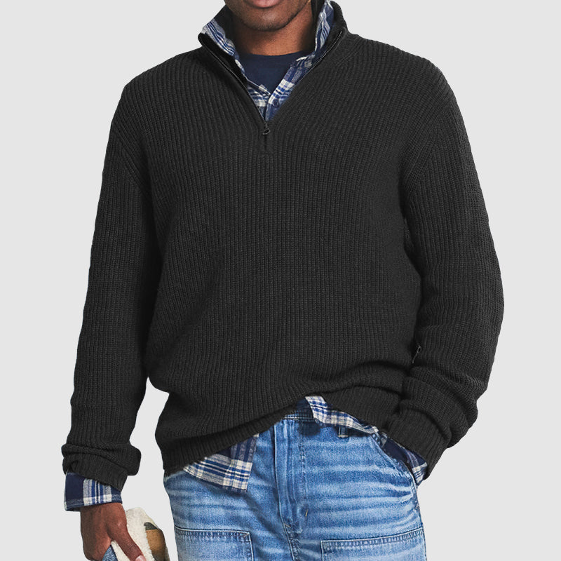 Męski Sweter z Ćwierć Zamkiem | Casual Pullover