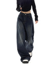 Damskie Jeansy Baggy Szerokie Nogi | Ciemny Denim