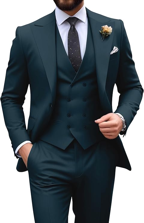 Męski garnitur slim fit 3-częściowy | Formalne wesele