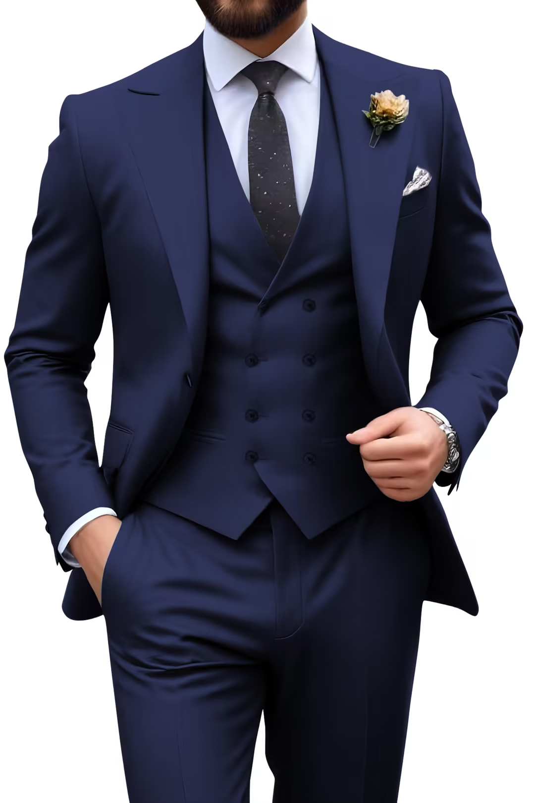 Męski garnitur slim fit 3-częściowy | Formalne wesele