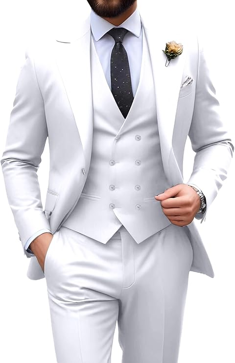 Męski garnitur slim fit 3-częściowy | Formalne wesele